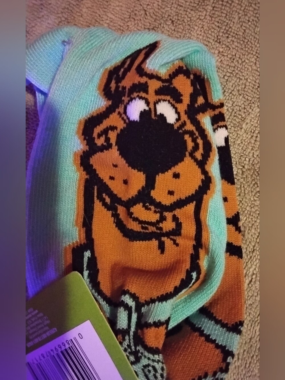 Scooby-Doo Novelty Mint Green & Orange Crew Socks